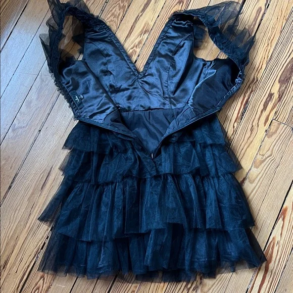 Lulu's Striking Sensation Black Tulle Tiered Ruffled Mini Dress - Picture 7 of 15